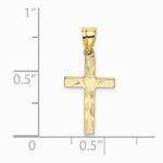 10K / 14K Yellow Gold Polished and Engraved Cross W/ Heart Center Charm - Product Photo