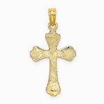 10K / 14K Yellow Gold Polished Engraved Cross Charm - Product Photo