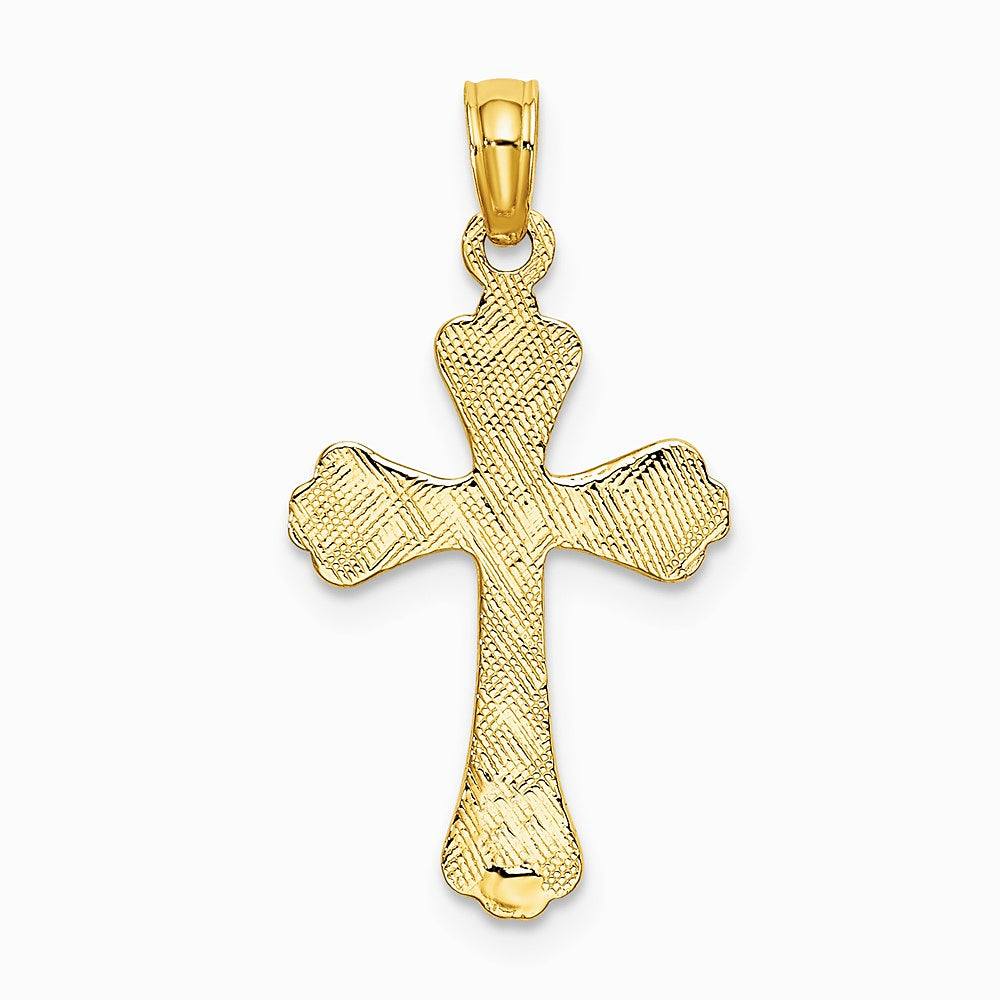 10K / 14K Yellow Gold Polished Engraved Cross Charm - Product Photo