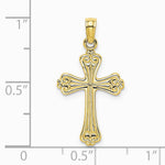 10K / 14K Yellow Gold Polished Engraved Cross Charm - Product Photo