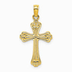 10K / 14K Yellow Gold Polished Engraved Cross Charm - Product Photo