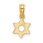 10K / 14K Yellow Gold Mini Star Of David w/ Engraved Swirl Charm - Product Photo
