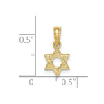 10K / 14K Yellow Gold Mini Star Of David w/ Engraved Swirl Charm - Product Photo
