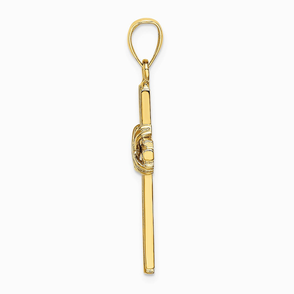 10K / 14K Yellow Gold Beaded Center Design Cross Charm - Product Photo