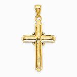 10K / 14K Yellow Gold Beaded Center Design Cross Charm - Product Photo