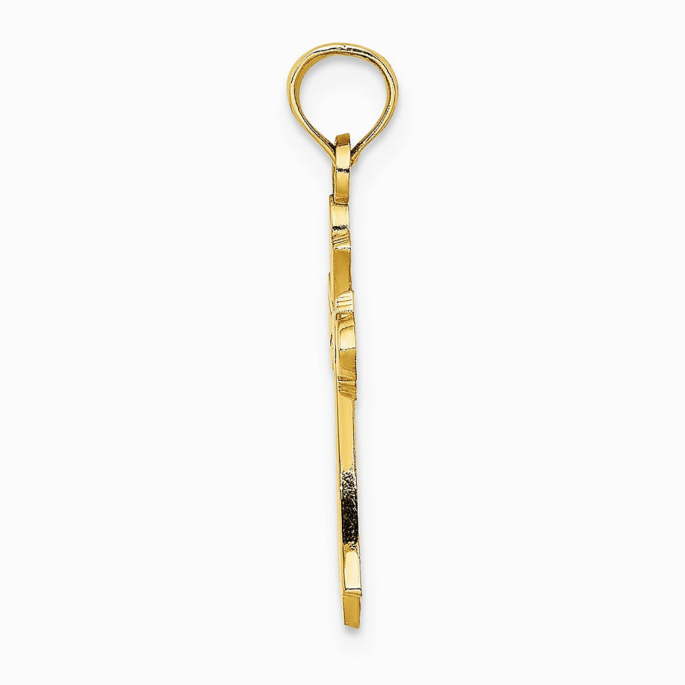 10K / 14K Yellow Gold Polished Cross w/ Heart Charm - Product Photo