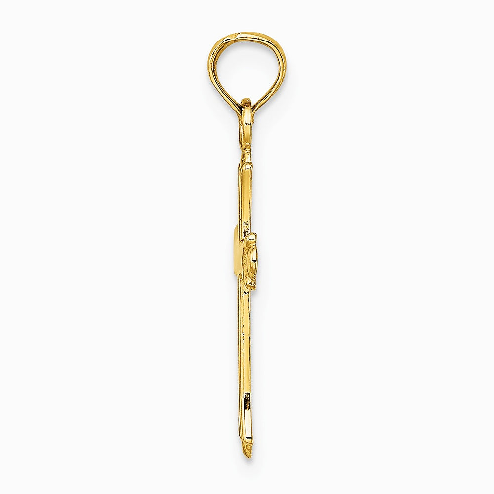 10K / 14K Yellow Gold Polished Cross Charm - Product Photo