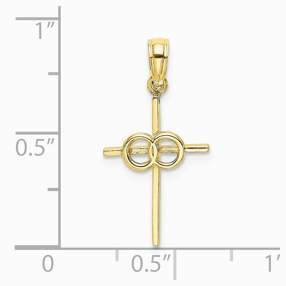 10K / 14K Yellow Gold Polished Infinity Circles Cross Charm - Product Photo