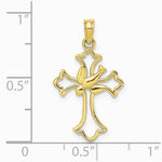 10K / 14K Yellow Gold Cut-Out Dove Center Cross Charm - Product Photo
