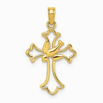 10K / 14K Yellow Gold Cut-Out Dove Center Cross Charm - Product Photo