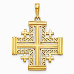 10K / 14K Yellow Gold Cut-Out Jerusalem Cross Charm - Product Photo