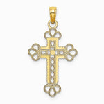 10K / 14K Yellow Gold Textured and Cut-Out W/ Rope Frame Block Cross Charm - Product Photo