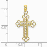 10K / 14K Yellow Gold Textured and Cut-Out W/ Rope Frame Block Cross Charm - Product Photo
