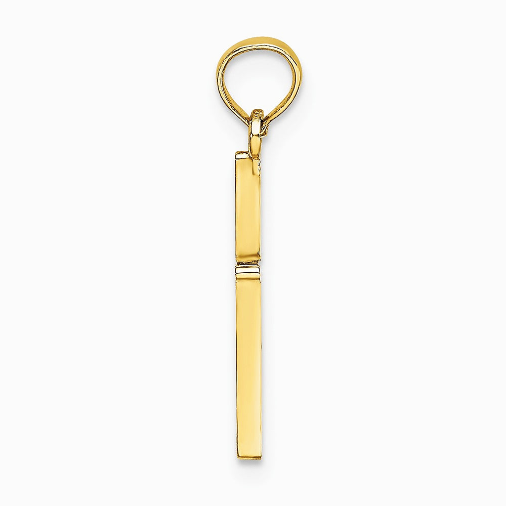 10K / 14K Yellow Gold Diamond-Cut Polished Cross Charm - Product Photo