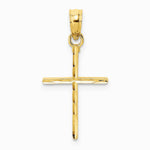 10K / 14K Yellow Gold Diamond-Cut Polished Cross Charm - Product Photo