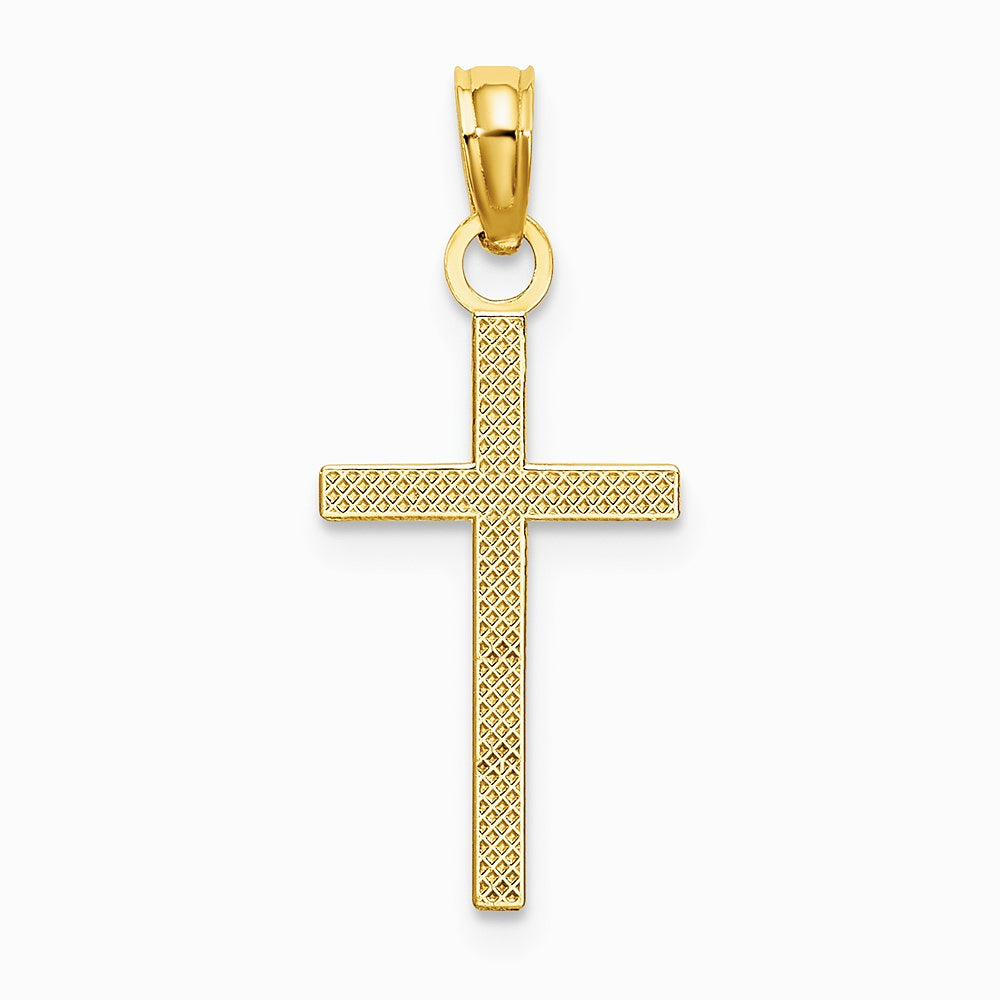 10K / 14K Yellow Gold Polished Small Cross Charm - Product Photo