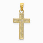 10K / 14K Yellow Gold Polished Block Style Beaded Edge Cross Charm - Product Photo
