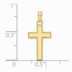 10K / 14K Yellow Gold Polished Block Style Beaded Edge Cross Charm - Product Photo