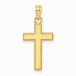 10K / 14K Yellow Gold Polished Block Style Beaded Edge Cross Charm - Product Photo