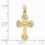 10K / 14K Yellow Gold Cross W/ Scroll Tips and Button Center Charm - Product Photo