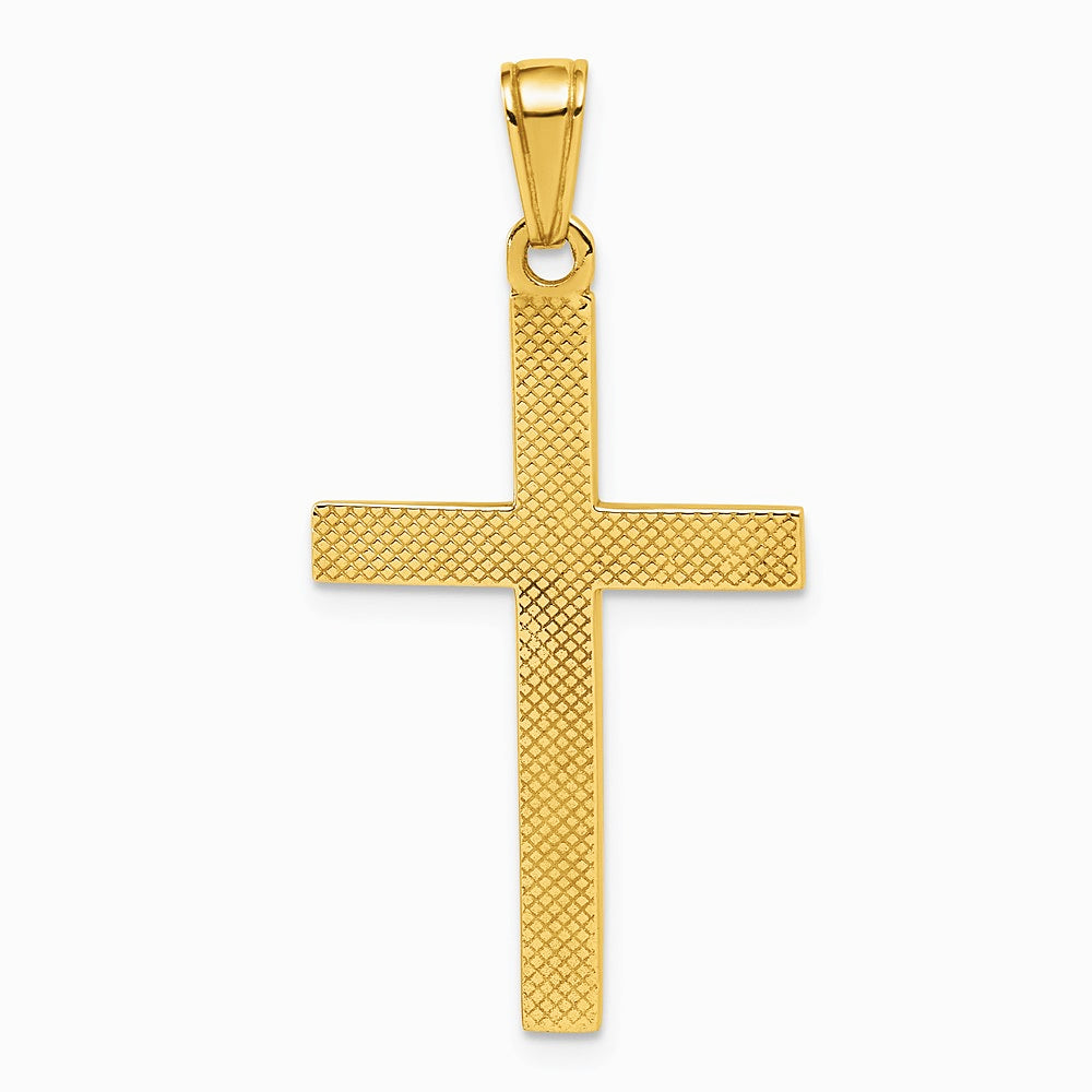 10K / 14K Yellow Gold Polished Beveled Cross Charm - Product Photo
