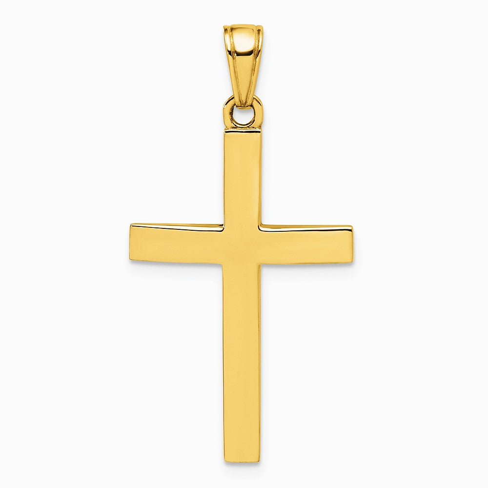 10K / 14K Yellow Gold Polished Beveled Cross Charm - Product Photo