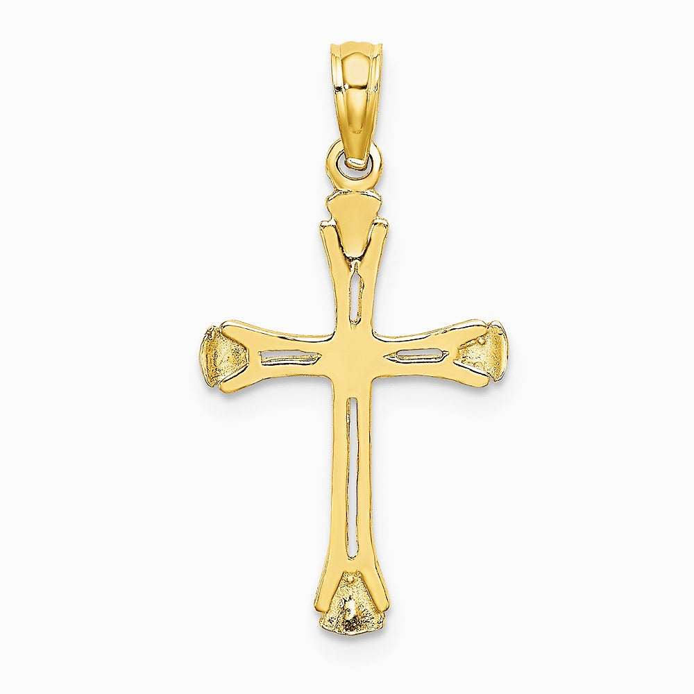 10K / 14K Yellow Gold Polished Beveled Cut-out Cross Pendant - Product Photo