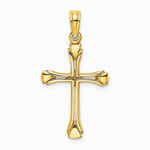10K / 14K Yellow Gold Polished Beveled Cut-out Cross Pendant - Product Photo