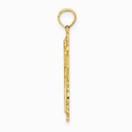 10K / 14K Yellow Gold Cross w/ Filigree Lace Trim Charm - Product Photo