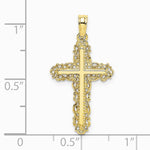 10K / 14K Yellow Gold Cross w/ Filigree Lace Trim Charm - Product Photo