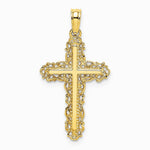10K / 14K Yellow Gold Cross w/ Filigree Lace Trim Charm - Product Photo