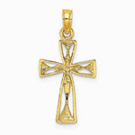 10K / 14K Yellow Gold Cut-Out Cross w/ Triangle Ends Charm - Product Photo