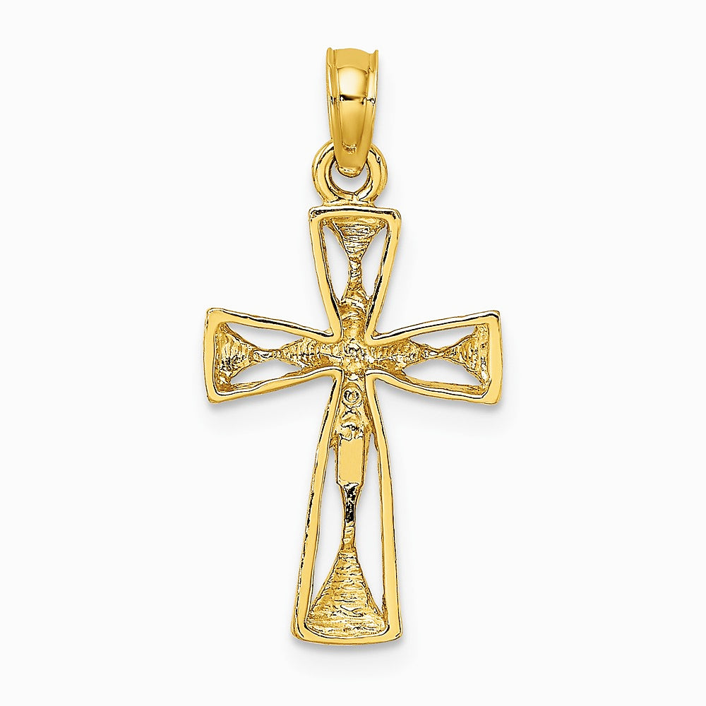 10K / 14K Yellow Gold Cut-Out Cross w/ Triangle Ends Charm - Product Photo