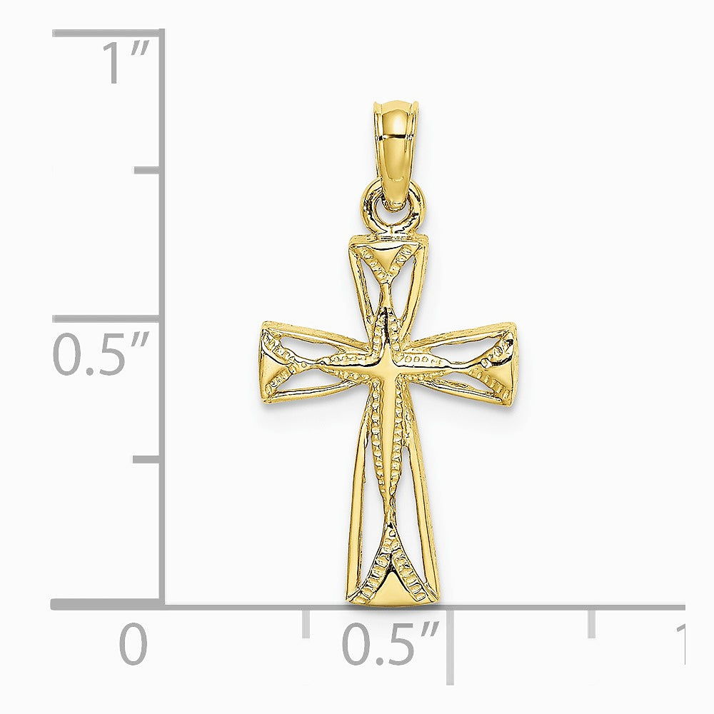 10K / 14K Yellow Gold Cut-Out Cross w/ Triangle Ends Charm - Product Photo