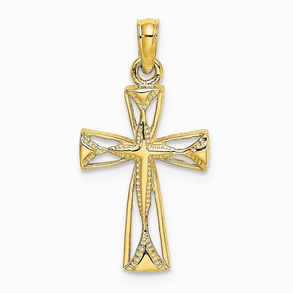 10K / 14K Yellow Gold Cut-Out Cross w/ Triangle Ends Charm