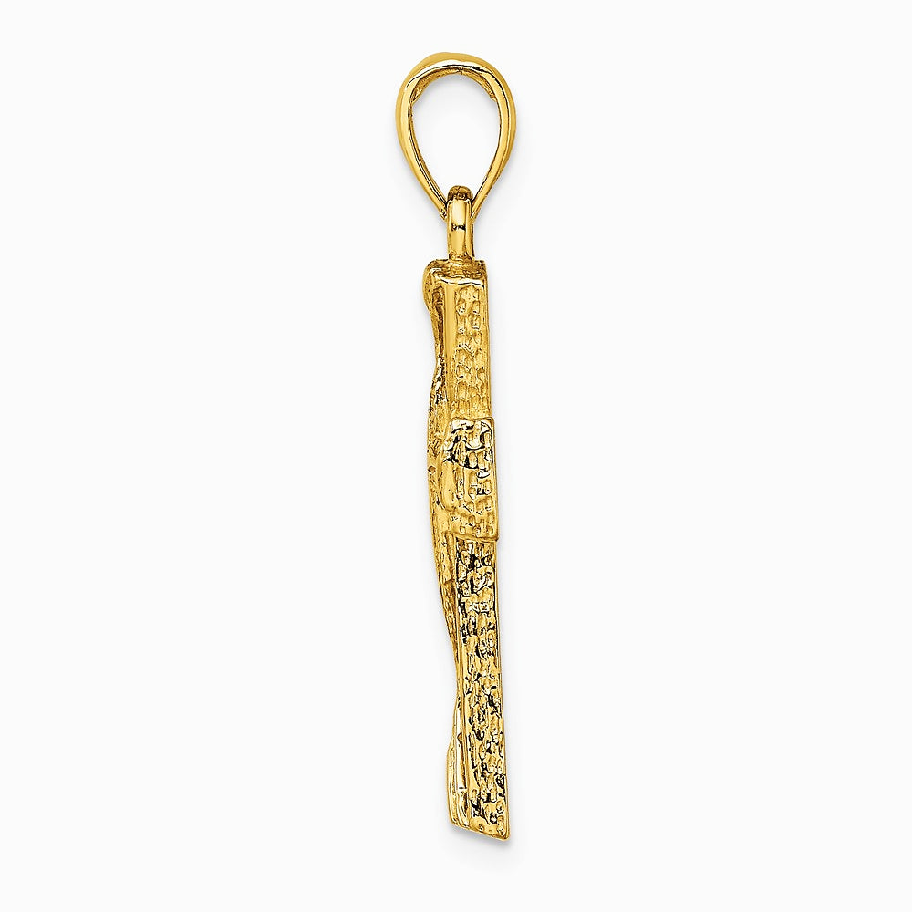 10K / 14K Yellow Gold Polished Cut-Out Design Cross Charm - Product Photo