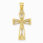 10K / 14K Yellow Gold Polished Cut-Out Design Cross Charm - Product Photo