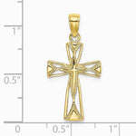 10K / 14K Yellow Gold Polished Cut-Out Design Cross Charm - Product Photo
