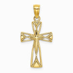 10K / 14K Yellow Gold Polished Cut-Out Design Cross Charm - Product Photo