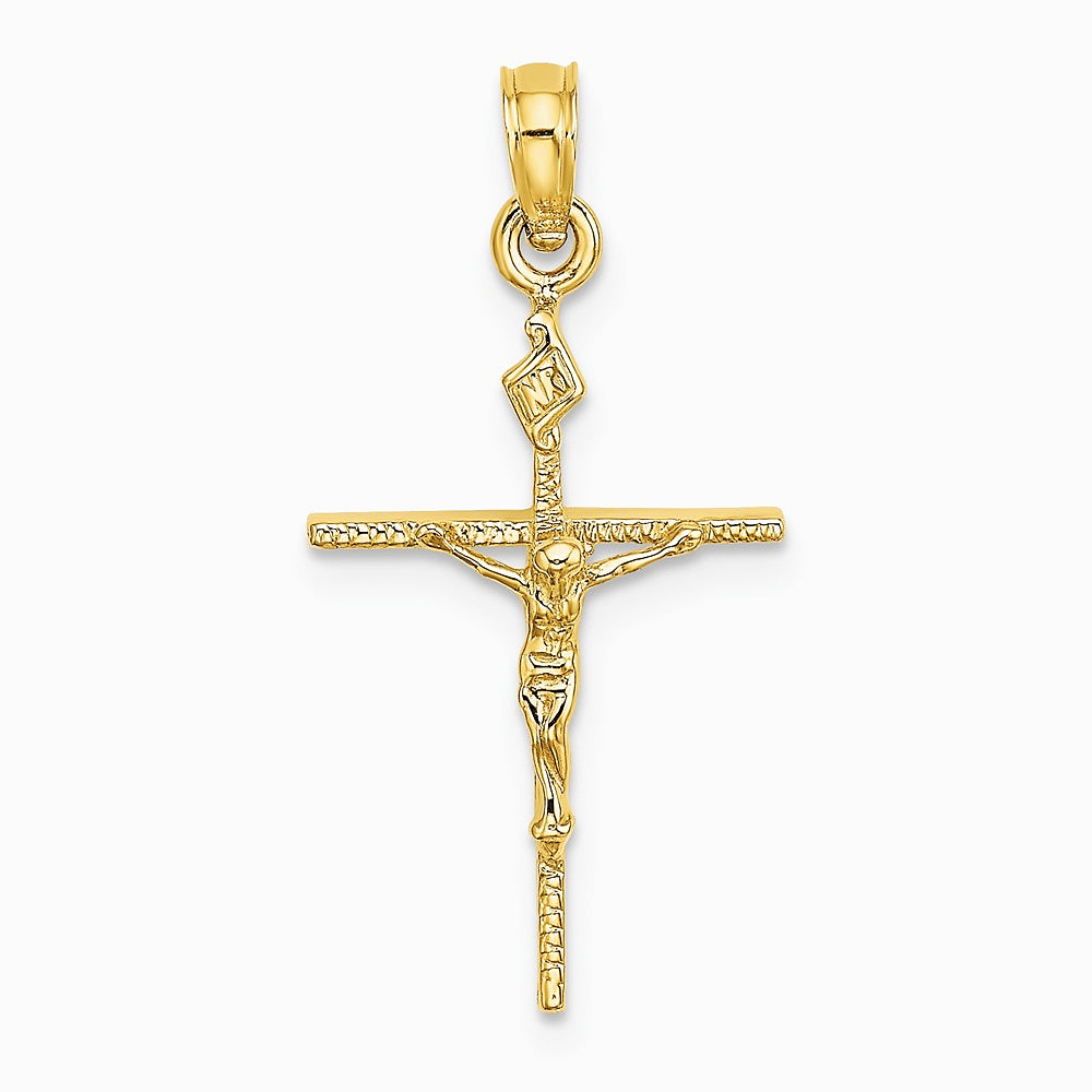 10K / 14K Yellow Gold INRI Crucifix Charm