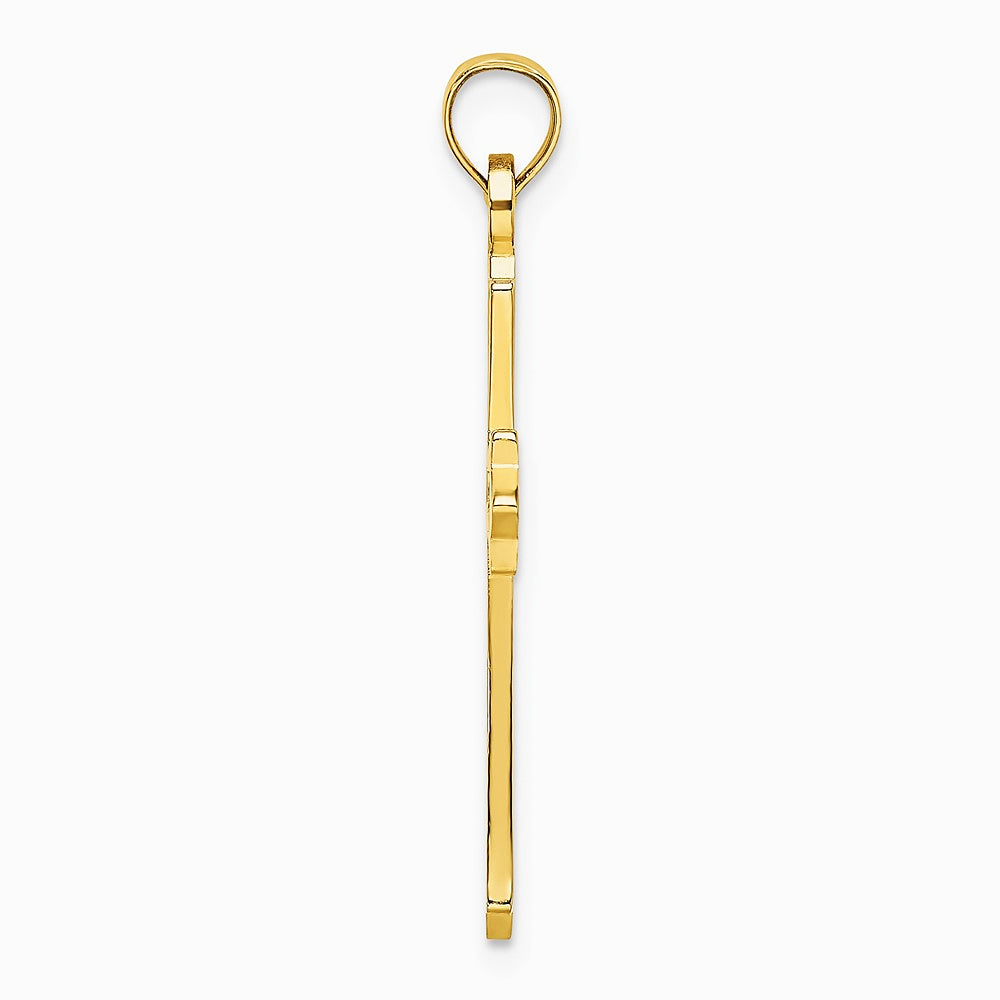 10K / 14K Yellow Gold Polished and Cut-Out Cross Charm - Product Photo