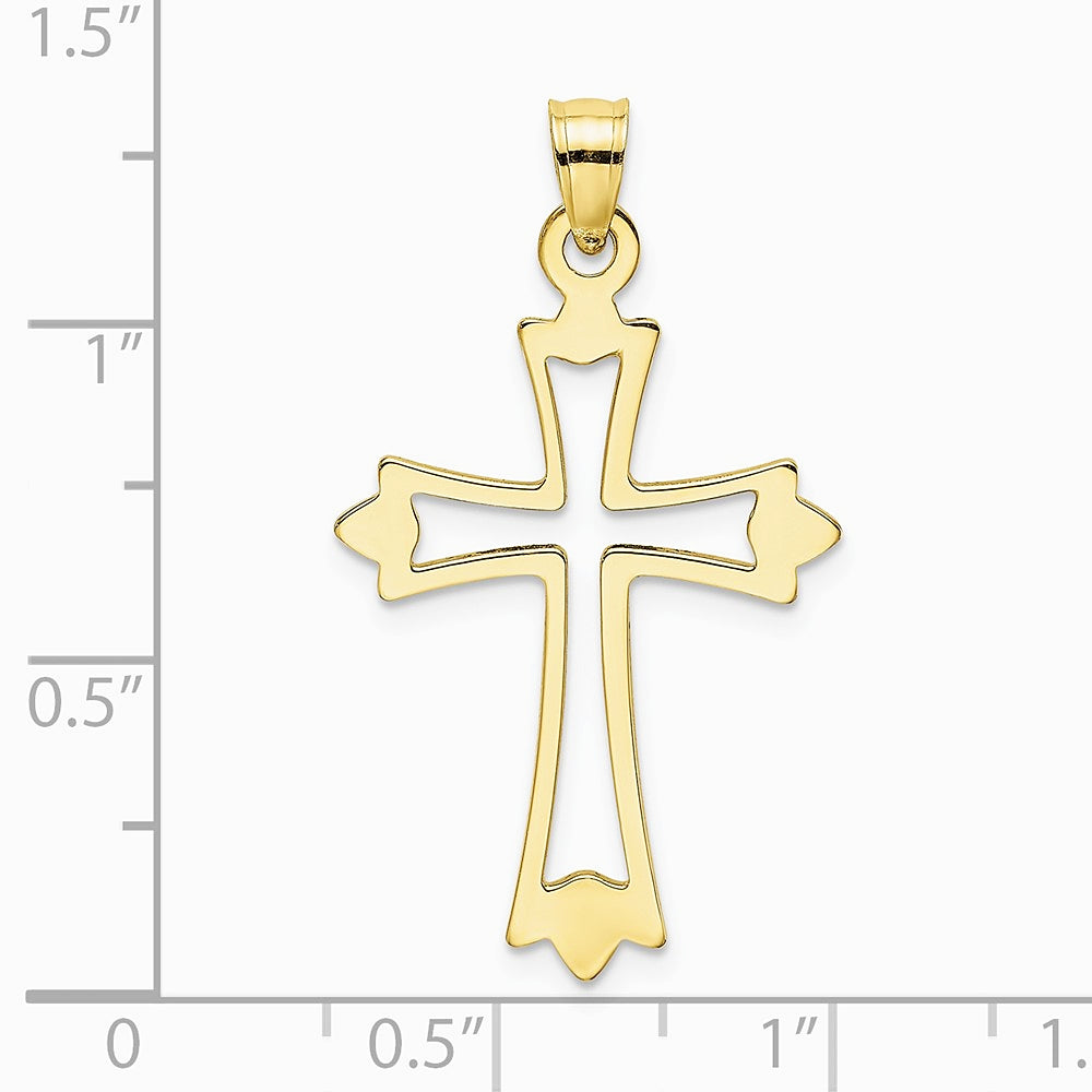10K / 14K Yellow Gold Polished and Cut-Out Cross Charm - Product Photo