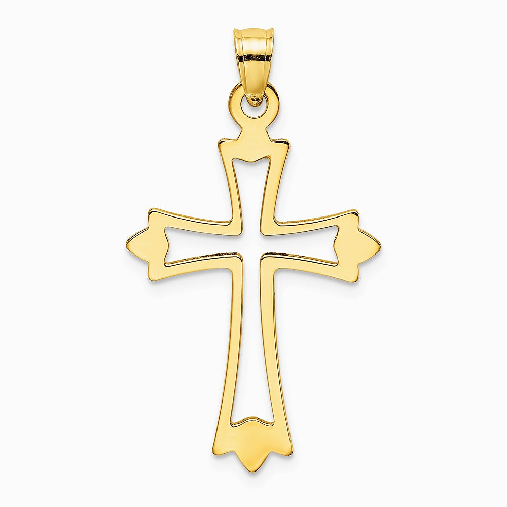 10K / 14K Yellow Gold Polished and Cut-Out Cross Charm - Product Photo
