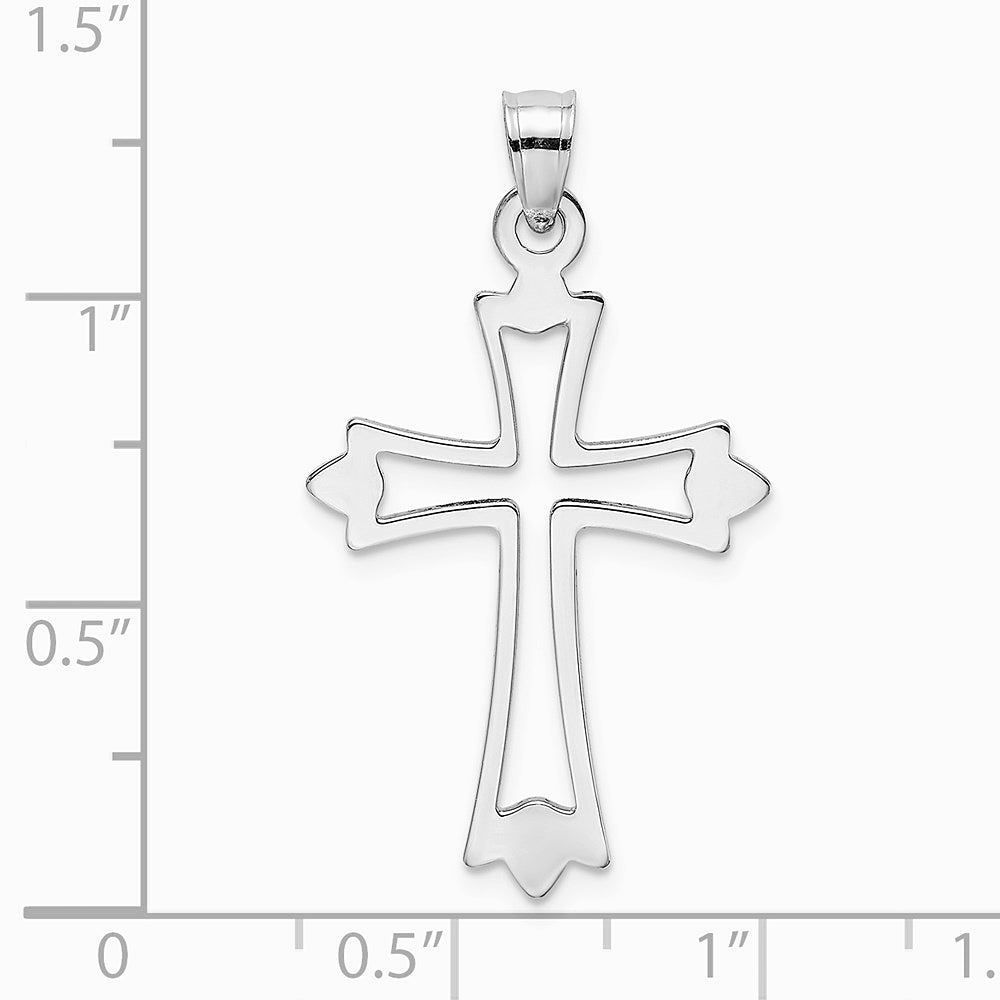 10K / 14K White Gold Polished Cut-Out Cross Charm - Product Photo