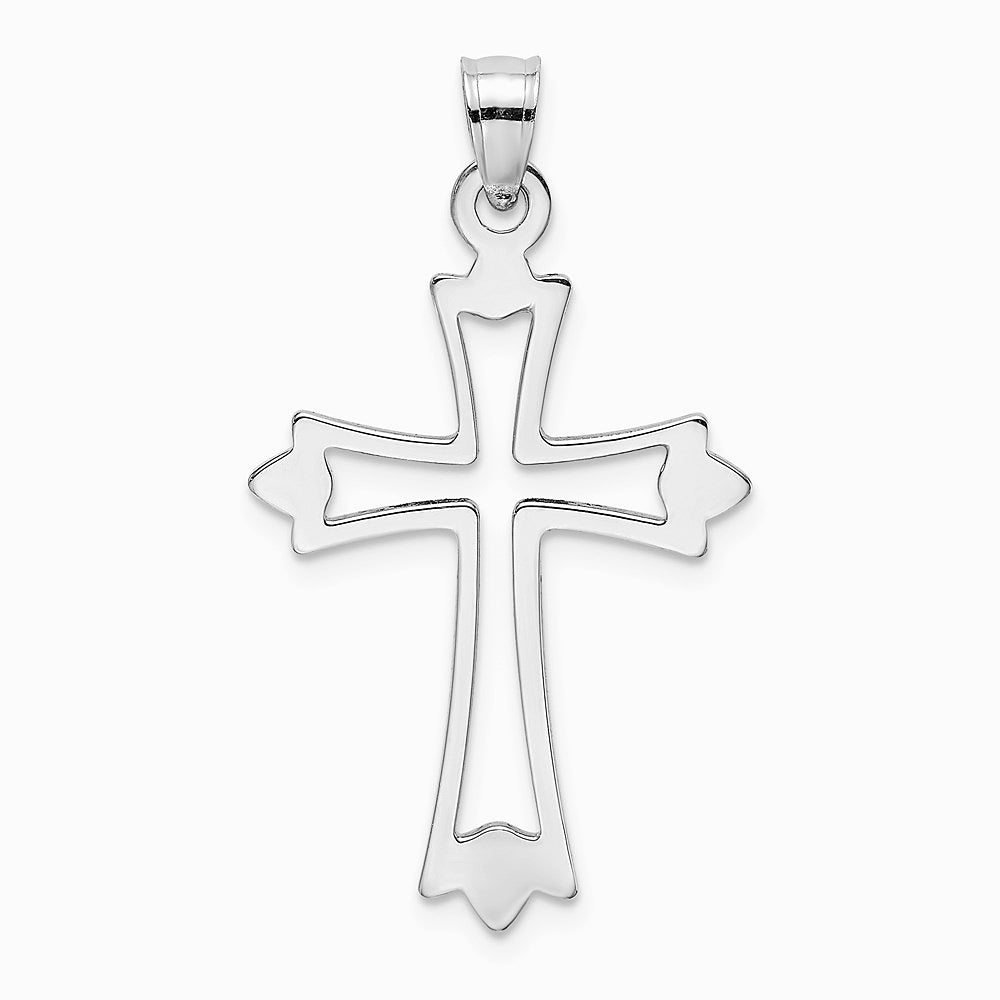 10K / 14K White Gold Polished Cut-Out Cross Charm - Product Photo