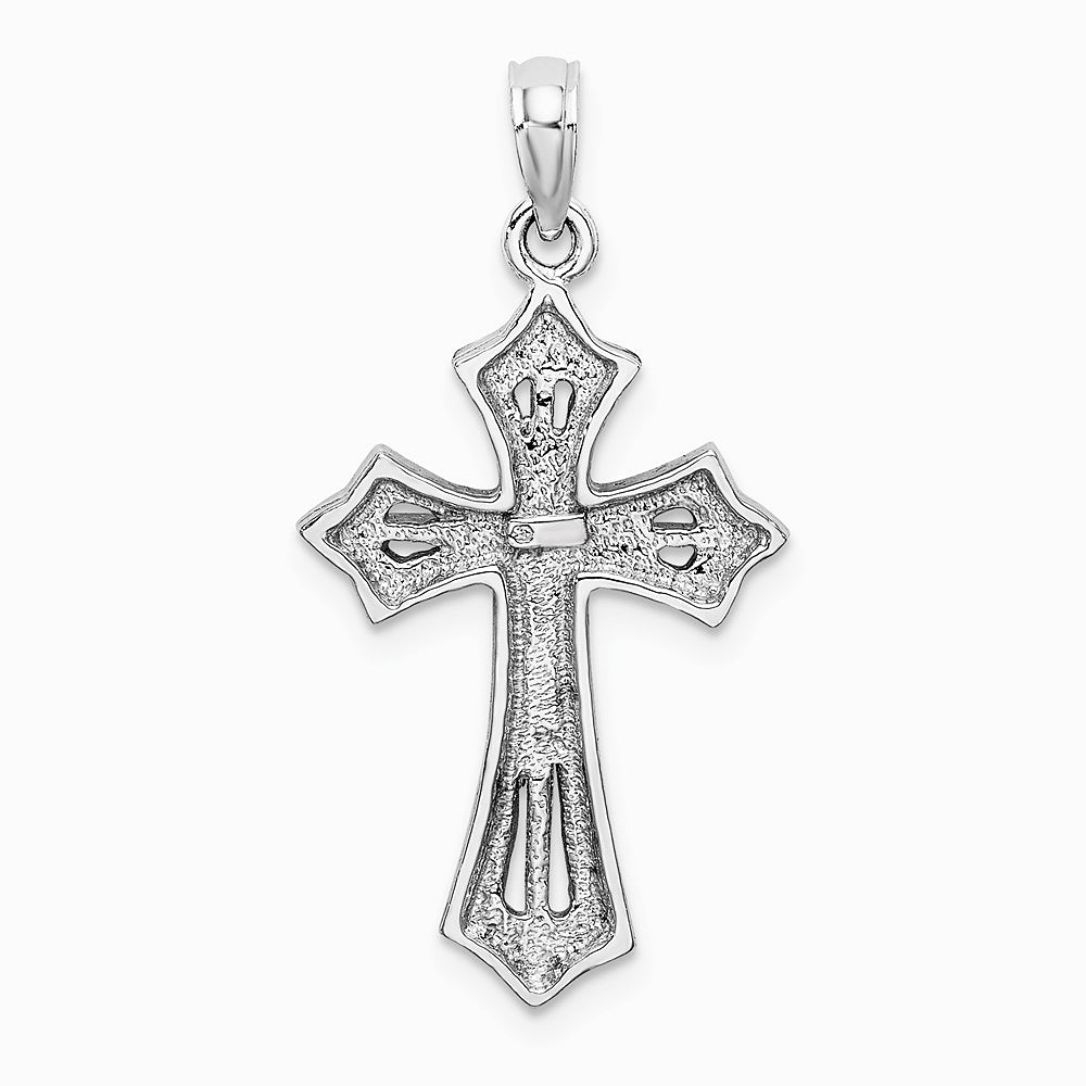 10K / 14K White Gold Beaded Cross Charm - Product Photo