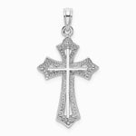 10K / 14K White Gold Beaded Cross Charm - Product Photo