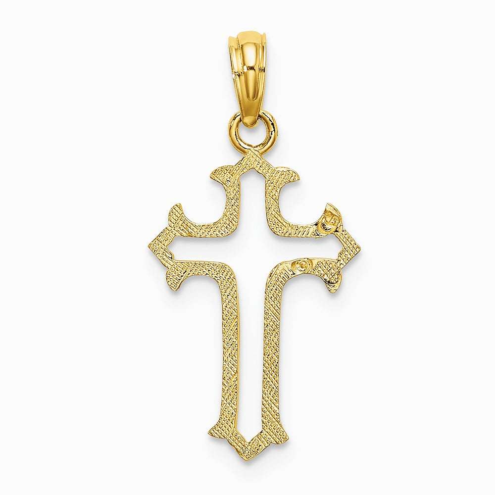 10K / 14K Yellow Gold Cut-Out Cross Charm - Product Photo