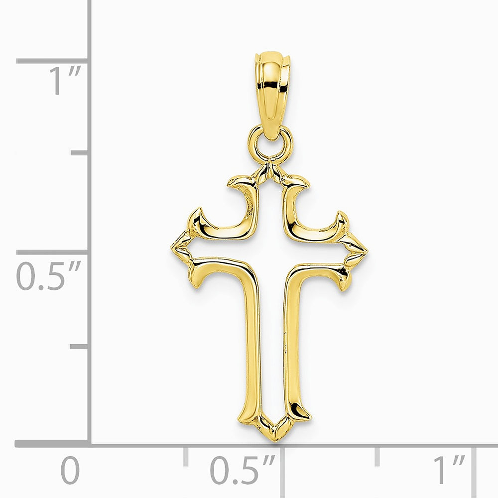 10K / 14K Yellow Gold Cut-Out Cross Charm - Product Photo