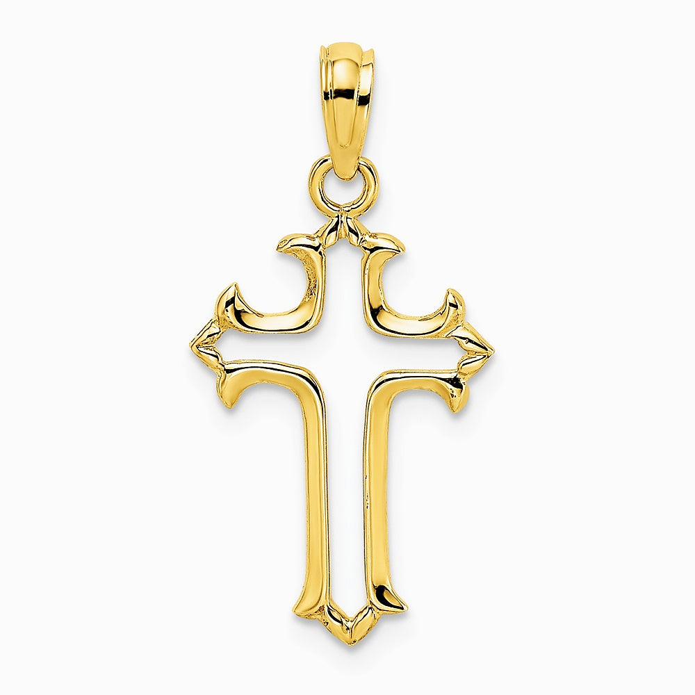 10K / 14K Yellow Gold Cut-Out Cross Charm - Product Photo